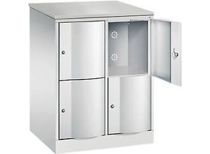 4064615388546 - Schließfachschrank Resisto 2 Abteile 4 Fächer B 772 x T 640 x H 1077 mm Lichtgrau