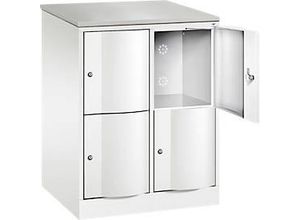 4064615388720 - Schließfachschrank Resisto 2 Abteile 4 Fächer B 772 x T 640 x H 1077 mm Verkehrsweiß