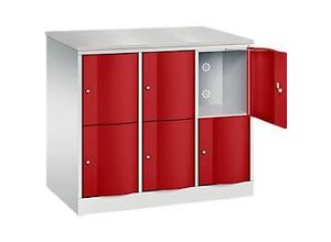 4064615389987 - Schließfachschrank Resisto 3 Abteile 6 Fächer B 1148 x T 640 x H 1077 mm Lichtgrau Rubinrot