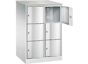 4064615391614 - Schließfachschrank Resisto 2 Abteile 6 Fächer B 772 x T 640 x H 1255 mm Lichtgrau