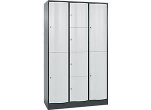 4064615907150 - Kombi-Schließfachschrank Resisto 3 Abteile 10 Fächer B 1148 x T 540 x H 1950 mmAnthrazitgrau Lichtgrau