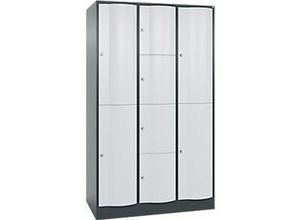 4064615907556 - Kombi-Schließfachschrank Resisto 3 Abteile 10 Fächer B 1148 x T 640 x H 1950 mmAnthrazitgrau Lichtgrau