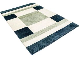 4064616048227 - Wollteppich MORGENLAND Gabbeh Teppich handgeknüpft grün Teppiche Gr B L 110 cm x 165 cm 8 mm 182 m² 1 St grün Gabbehteppich Schurwollteppiche