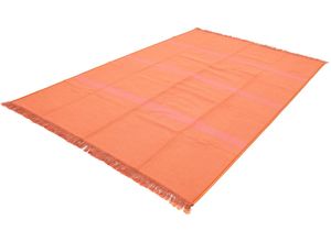 4064616056802 - Wollteppich MORGENLAND Kelim Teppich - Trendy Veria rechteckig Teppiche Gr B L 140 cm x 215 cm 5 mm 301 m² 1 St orange Baumwollteppiche Wendeteppich