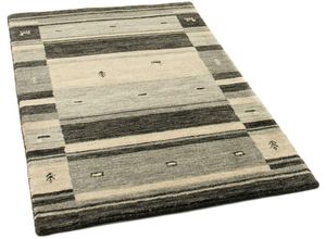 4064616061462 - Wollteppich MORGENLAND Gabbeh Teppich Dubai Teppiche Gr B L 70 cm x 140 cm 18 mm 098 m² 1 St grau Gabbehteppich Schurwollteppiche