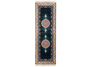 4064616229602 - Orientteppich MORGENLAND Adam Teppiche Gr B L 100 cm x 300 cm 9 mm 3 m² 1 St blau (dunkelblau) Orientalische Muster Wohnzimmer Schlafzimmer dunkelblau gewebt mit Fransen