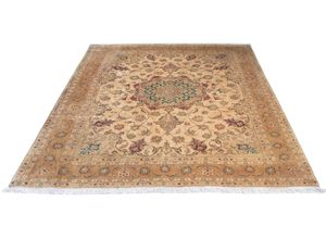 4064616236587 - Orientteppich MORGENLAND Perser - Täbriz Royal 203 x 156 cm hellbraun Teppiche Gr B L 156 cm x 203 cm 7 mm 317 m² 1 St braun (hellbraun) Orientalische Muster Wohnzimmer Handgeknüpft Einzelstück mit Zertifikat