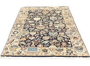 4064616300998 - Orientteppich MORGENLAND Perser - Classic 195 x 123 cm dunkelblau Teppiche Gr B L 123 cm x 195 cm 10 mm 24 m² 1 St blau (dunkelblau) Orientalische Muster Wohnzimmer Handgeknüpft Einzelstück mit Zertifikat