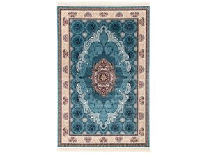 4064616310560 - Orientteppich MORGENLAND Ahmir Teppiche Gr B L 150 cm x 225 cm 9 mm 1 St blau Orientalische Muster Wohnzimmer Strapazierfähig