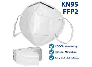 4064649004344 - Ecd Germany - 1000 Stück Atemschutzmaske Feinstaubmaske Nase-Mund-Schutz Maske FFP2 KN95 - 4-lagige Filterstruktur Vliesstoff Nösenklammer Weiß