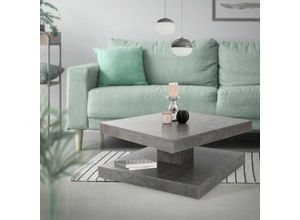 4064649018785 - Couchtisch mit 360° drehbarer Tischplatte und Ablagefläche 78x78x36 cm Grau Beton-Optik Wohnzimmertisch mit viel stauraum Beistelltisch Sofatisch