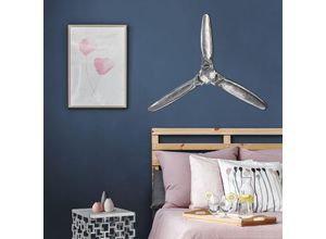 4064649030237 - Womo-design - Wandskulptur Flugzeug Propeller Sky 90x90 cm Silber aus Aluminium mit Nickelbeschichtung Wand Dekoration Glänzend Deko Wohnzimmer