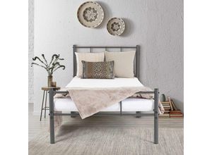 4064649031050 - Metallbett mit Lattenrost 90x200 cm Anthrazit inkl Kopfteil - Ml-design