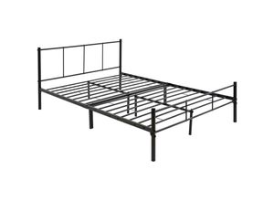 4064649031104 - Metallbett mit Lattenrost 160x200 cm Schwarz inkl Kopfteil - Ml-design