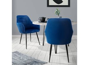 4064649031661 - Ml-design - 2er Set Esszimmerstuhl mit Rückenlehne Dunkelblau aus Microfaser 4064649031661 - Ml-design - 2er Set Esszimmerstuhl mit Rückenlehne Dunkelblau aus Microfaser