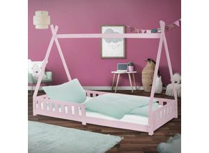 4064649031814 - Kinderbett Tipi 90x200 cm Rosa mit Rausfallschutz und Lattenrost - Ml-design