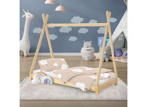 4064649031951 - Kinderbett Tipi mit Lattenrost 70x140 cm Natur aus Kiefernholz - Ml-design