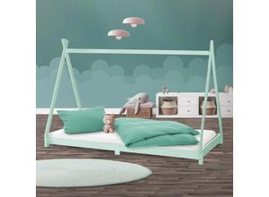 4064649032071 - Kinderbett Tipi mit Lattenrost 90x200 cm Mint aus Kiefernholz - Ml-design