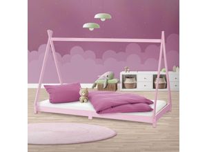 4064649032095 - Kinderbett Tipi mit Lattenrost 90x200 cm Rosa aus Kiefernholz - Ml-design