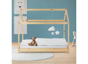 4064649032149 - Kinderbett mit Dach und Lattenrost 70x140 cm Natur aus Kiefernholz - Ml-design