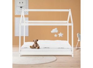 4064649032163 - Ml-design - Kinderbett mit Dach und Lattenrost 70x140 cm Weiß aus Kiefernholz Hausbett für Mädchen & Jungen Kinderhaus Jugendbett Bettenhaus