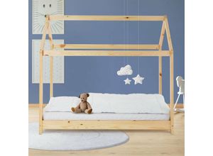 4064649032170 - Kinderbett mit Dach und Lattenrost 80x160 cm Natur aus Kiefernholz - Ml-design