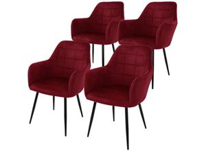 4064649032668 - ML-Design 4er Set Esszimmerstuhl mit Rückenlehne Bordeaux aus Microfaser