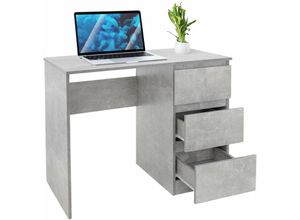 4064649036994 - Schreibtisch mit 3 Schubladen 90x76x50 cm Grau aus Pressspan - Ml-design