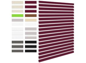 4064649041462 - Doppelrollo Klemmfix ohne Bohren 45x150 cm Bordeaux lichtdurchlässig und verdunkelnd Fensterrollo Seitenzugrollo Sonnenschutzrollo Zebrarollo