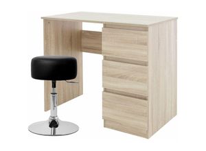 4064649103269 - Ml-design - Schreibtisch mit Sitzhocker 90x76x50 cm Sonoma-Eiche aus Pressspan