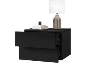 4064649117006 - Ml-design - Nachttisch hängend mit 2 Schubladen 42x29x30 cm Schwarz matt Holzwerkstoff Nachtschrank Kommode Wandschrank Nachtkonsole Wandregal