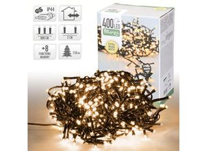 4064649120792 - Led Cluster Lichterkette 8m mit 400 LEDs Extra Warmweiß 8 Modi Strombetrieb IP44 Wasserdicht Innen- und Außen Weihnachtsbeleuchtung