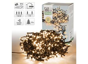 4064649120808 - Led Cluster Lichterkette 11m mit 560 LEDs Warmweiß 3m Stromkabel IP44 Clusterlichterkette Büschellichterkette für Weihnachten Weihnachtsbaum