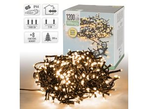 4064649120853 - Ecd Germany - led Cluster Lichterkette mit 1200 LEDs Warmweiß 24 m mit 8 Programmen IP44 Innen und Außen Clusterlichterkette Büschellichterkette