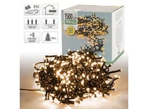 4064649120877 - Led Cluster Lichterkette mit 1500 LEDs Warmweiß 1500 30 m mit 8 Programmen IP44 für Innen und Außen Clusterlichterkette Büschellichterkette