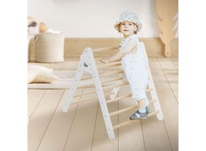 4064649121799 - Joyz - Kletterdreieck für Kinder 73x72x70 cm Weiß aus Holz Klettergerüst für Baby ab 1 Jahr Pikler Dreieck Montessori Spielzeug Kletterleiter