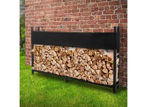 4064649125957 - Ml-design - Metall Kaminholzregal inkl Abdeckung 200x25x115 cm Anthrazit Stapelhilfe Außen mit Schutzhülle Garten Kaminholzunterstand 08 m³  