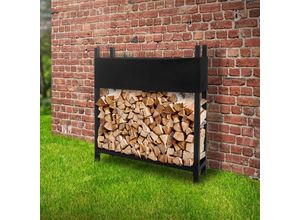 4064649125971 - Ml-design - Metall Kaminholzregal inkl Abdeckung 113x25x115 cm Anthrazit Stapelhilfe Außen mit Schutzhülle Garten Kaminholzunterstand 05 m³   1