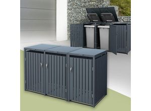 4064649135345 - Mülltonnenbox für 3 Tonnen 240L 200x80x1163 cm Anthrazit aus Stahl ML-Design