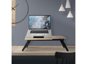 4064649139558 - Ml-design - Laptoptisch für Bett Sofa Eiche aus Holz höhenverstellbar & klappbar 4 Neigungswinkel Lapdesks für Lesen & Frühstück Laptopständer