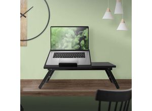 4064649139565 - Laptoptisch für Bett Sofa Schwarz aus Holz höhenverstellbar klappbare Beine 4 Neigungswinkel Lapdesks für Lesen & Frühstück Laptopständer mit