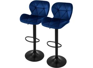 4064649141308 - 2er Set Barhocker 360° drehbar 59-79 cm Blau aus Samt - Ml-design