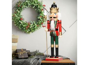 4064649141575 - Ecd Germany - Nussknacker Figur Soldat 25 cm aus Holz Dekofigur mit schwarzer Krone und Zepter handbemalt Weihnachten Holzfigur König Puppet