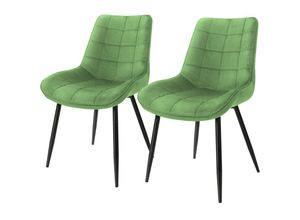 4064649142671 - 2er Set Esszimmerstuhl mit Rückenlehne Salbei aus Samt - Ml-design 4064649142671 - 2er Set Esszimmerstuhl mit Rückenlehne Salbei aus Samt - Ml-design