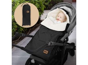 4064649143685 - Joyz - Universal Babyfußsack  94x48x10 cm Schwarz aus Polyester wetterfest Fußsack Reißverschluss Kopfteil Antirutschnoppen Kinderwagen oder