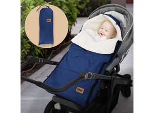 4064649143692 - Joyz - Universal Babyfußsack  94x48x10 cm Blau aus Polyester wetterfest Fußsack Reißverschluss Kopfteil Antirutschnoppen Kinderwagen oder