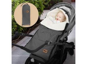 4064649143715 - Joyz - Universal Babyfußsack  94x48x10 cm Anthrazit aus Polyester wetterfest Fußsack Reißverschluss Kopfteil Antirutschnoppen Kinderwagen oder