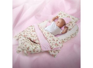 4064649143937 - Babynest aus Baumwolle 90x50 cm Blumen mit Rosa Minky 5-Teilig - Joyz 4064649143937 - Babynest aus Baumwolle 90x50 cm Blumen mit Rosa Minky 5-Teilig - Joyz