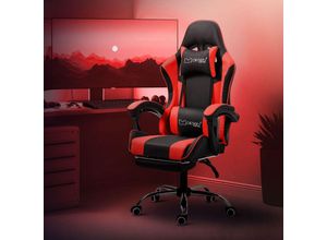 4064649148055 - Ml-design - Gamingstuhl mit Armlehne Schwarz Rot aus PU-Leder ergonomisch