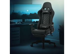 4064649151550 - Ml-design - Gamingstuhl mit Fußstütze Schwarz aus Kunstleder ergonomisch